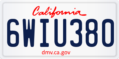 CA license plate 6WIU380