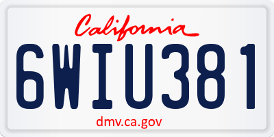 CA license plate 6WIU381