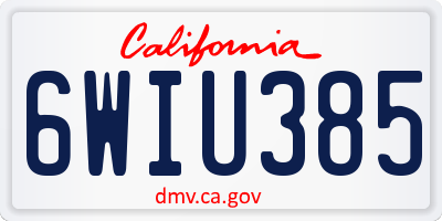 CA license plate 6WIU385