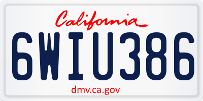 CA license plate 6WIU386