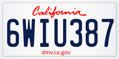 CA license plate 6WIU387