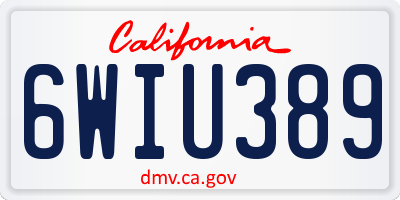 CA license plate 6WIU389