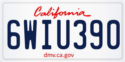 CA license plate 6WIU390