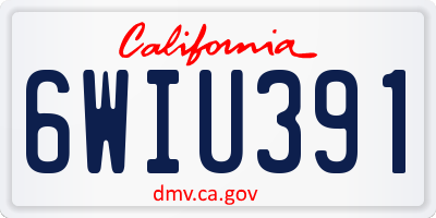 CA license plate 6WIU391