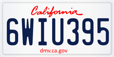 CA license plate 6WIU395