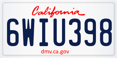 CA license plate 6WIU398