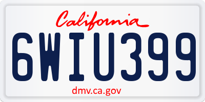 CA license plate 6WIU399