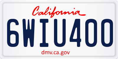 CA license plate 6WIU400