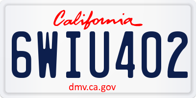 CA license plate 6WIU402
