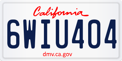 CA license plate 6WIU404