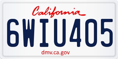 CA license plate 6WIU405