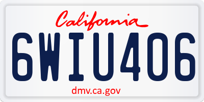 CA license plate 6WIU406