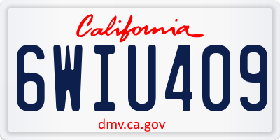 CA license plate 6WIU409