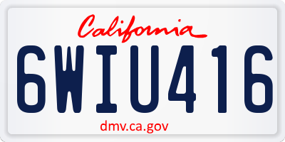 CA license plate 6WIU416
