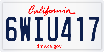 CA license plate 6WIU417