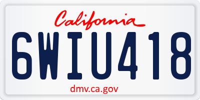 CA license plate 6WIU418