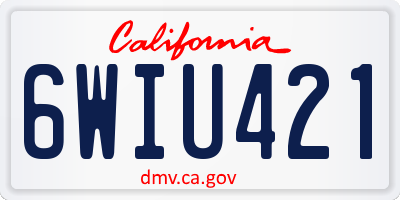 CA license plate 6WIU421