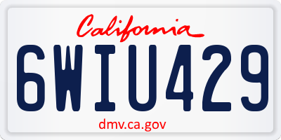 CA license plate 6WIU429