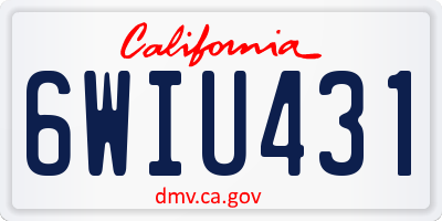 CA license plate 6WIU431