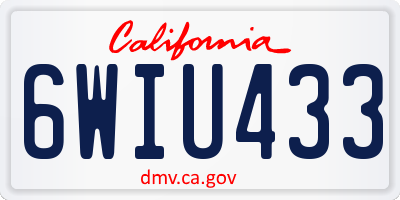CA license plate 6WIU433