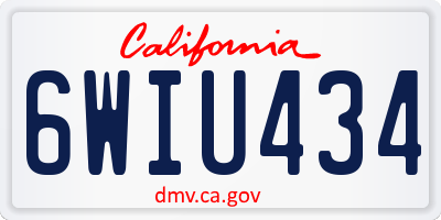 CA license plate 6WIU434