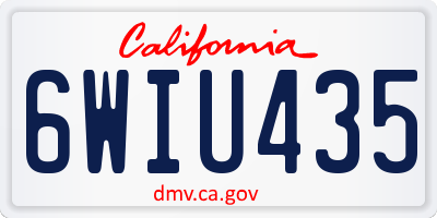 CA license plate 6WIU435