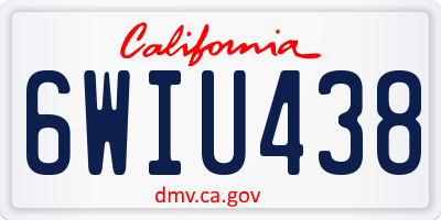 CA license plate 6WIU438