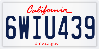 CA license plate 6WIU439