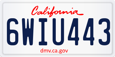 CA license plate 6WIU443
