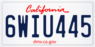 CA license plate 6WIU445