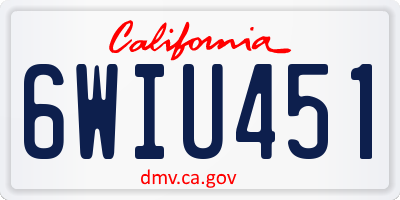 CA license plate 6WIU451