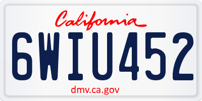 CA license plate 6WIU452