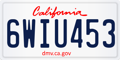 CA license plate 6WIU453