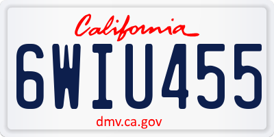 CA license plate 6WIU455