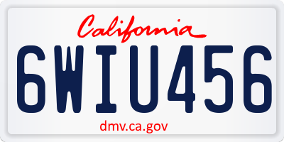 CA license plate 6WIU456