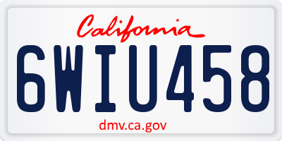 CA license plate 6WIU458
