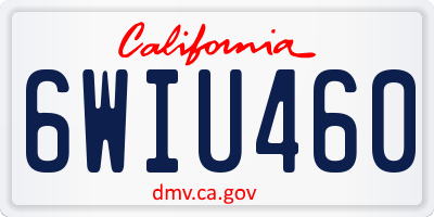 CA license plate 6WIU460