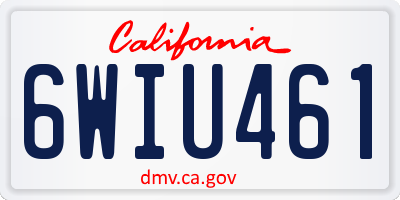 CA license plate 6WIU461