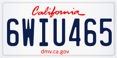 CA license plate 6WIU465