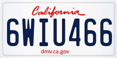 CA license plate 6WIU466