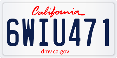 CA license plate 6WIU471