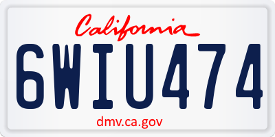 CA license plate 6WIU474