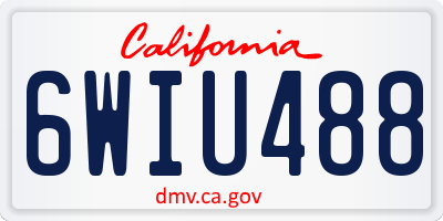 CA license plate 6WIU488