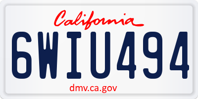 CA license plate 6WIU494