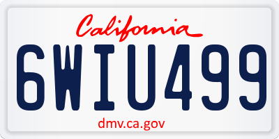 CA license plate 6WIU499