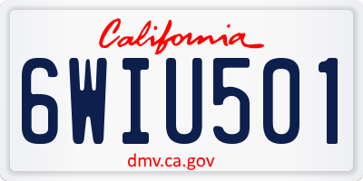 CA license plate 6WIU501