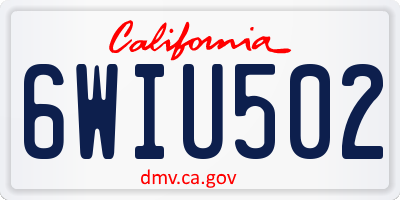 CA license plate 6WIU502