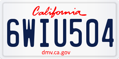 CA license plate 6WIU504