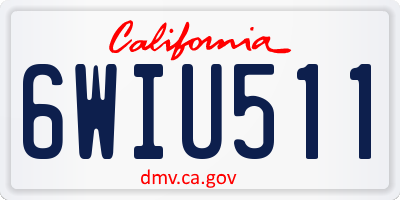 CA license plate 6WIU511