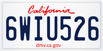 CA license plate 6WIU526